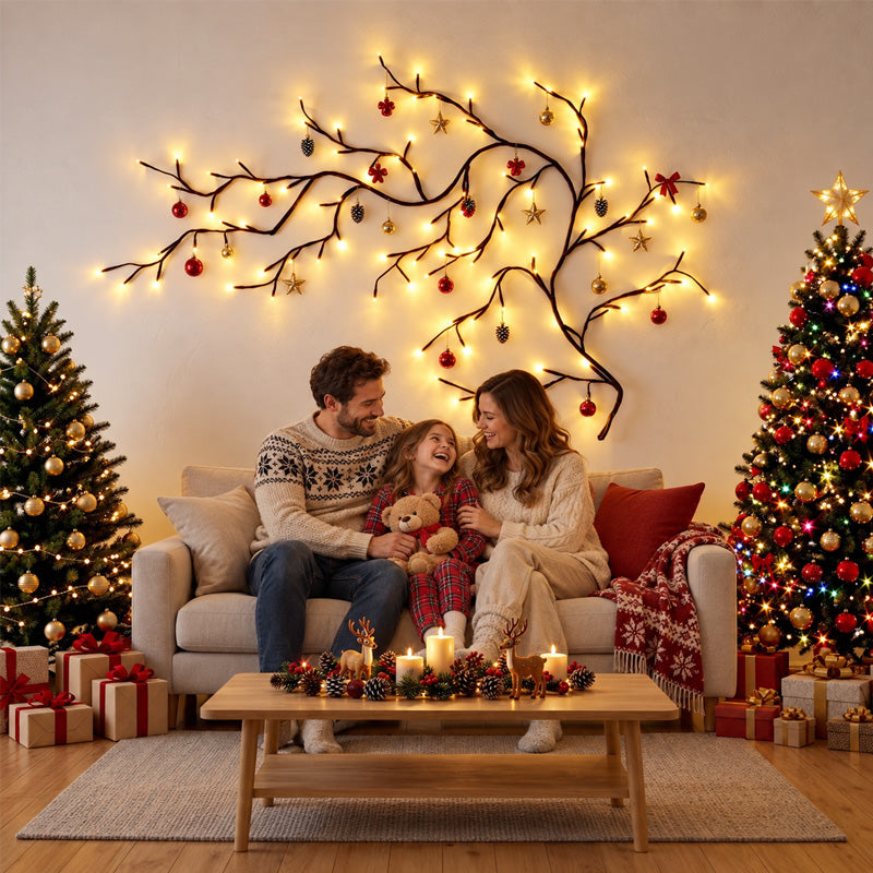 🌟🎅 Guirlande LED flexible en forme de branches d'arbre – Chaleureuse et festive