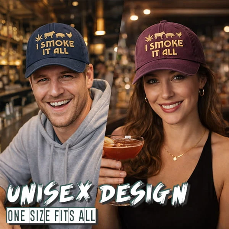 🧢 “I Smoke It All” geborduurde pet – Koel, comfortabel en grappig! 😎✨