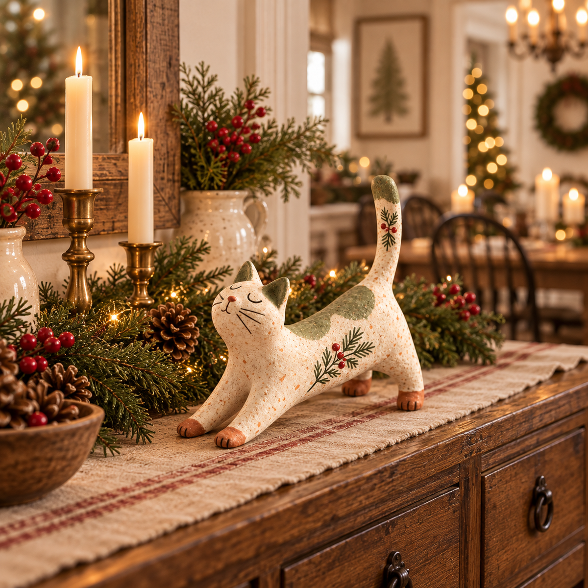 🐈🎄 Chaton de Noël de la forêt – un petit compagnon forestier très sympathique pour votre maison de vacances