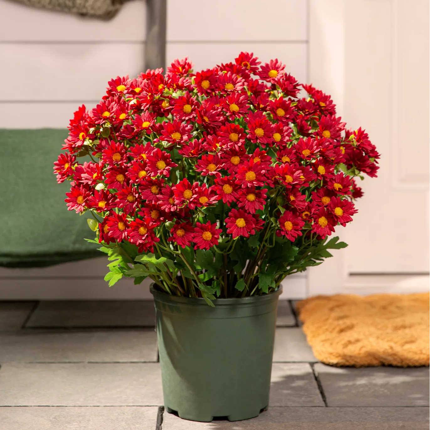 🌼- Fleurs artificielles : chrysanthèmes d'extérieur imitant un coucher de soleil - résistants aux UV, imperméables, résistants au vent