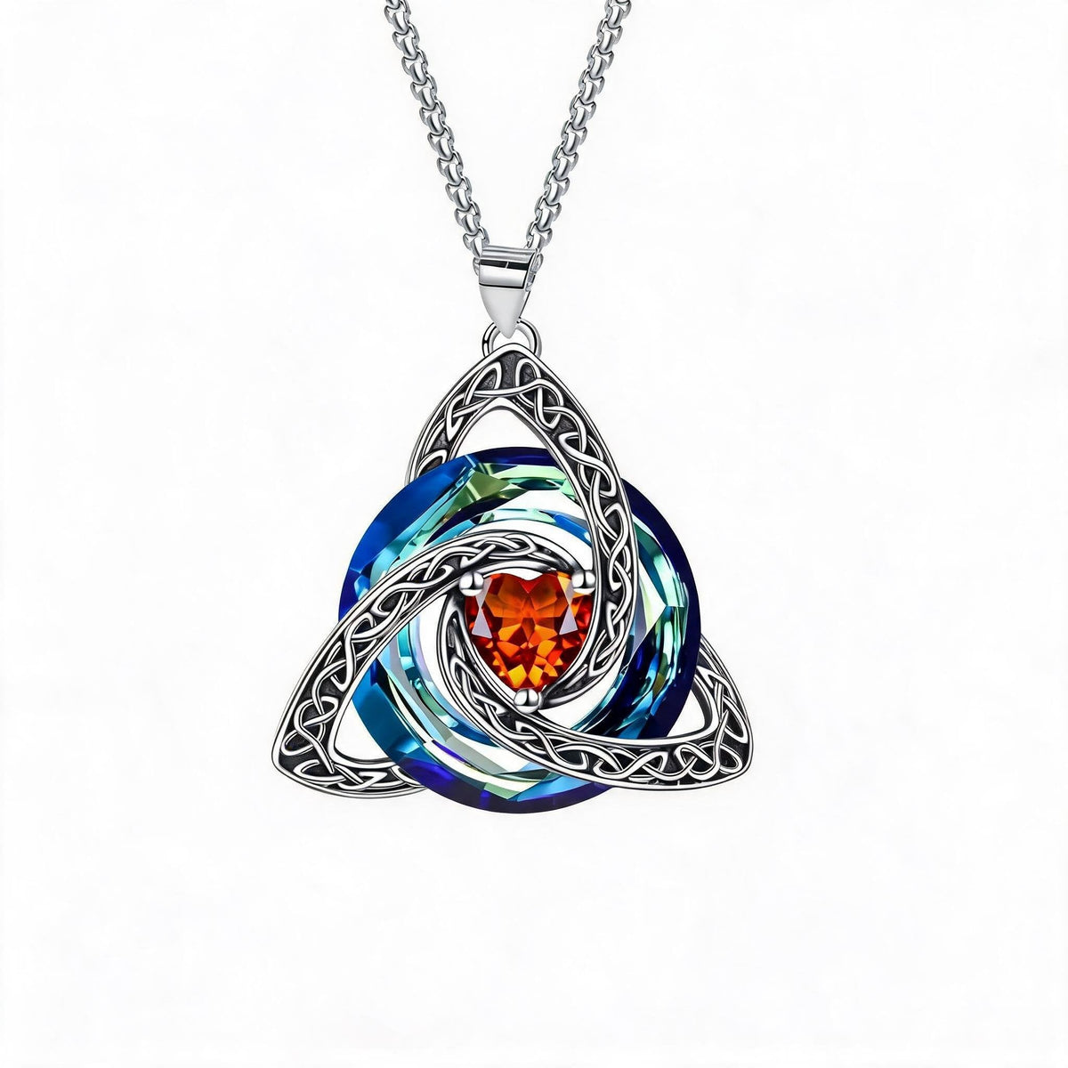 ✨Collier avec nœud celtique de la Trinité et pierre de naissance – Un symbole chargé de sens, représentant l'amour et le lien ❤️