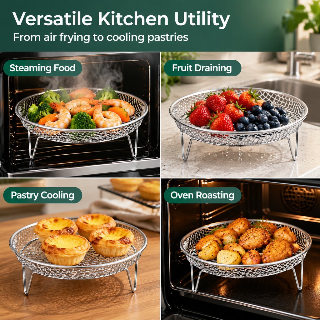 🔥🥘 Grille en acier inoxydable pour friteuse à air chaud – Croustillant sans effort