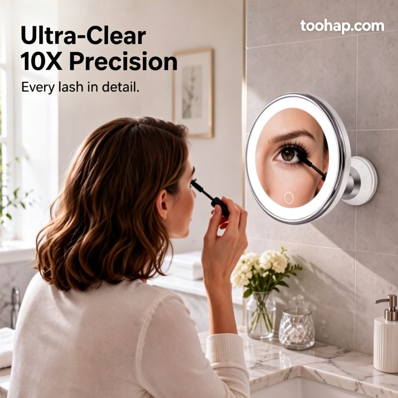 ⏳🔥50 % DE RÉDUCTION POUR UNE DURÉE LIMITÉE ! ⏰💄Miroir de maquillage LED avec grossissement 10x, miroir éclairé à ventouse pour les soins de la peau et le maquillage💄
