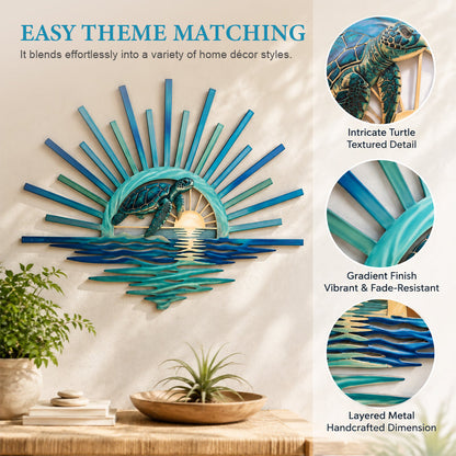 🌅 Décoration murale en métal « Legend of the Sunset Tides » – 🌊 Décoration murale en métal de style nautique vintage