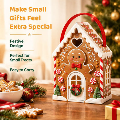 🏠🎄 Coffret cadeau « Christmas Cottage » avec poignée — 5 motifs festifs, emballage en forme de maison avec poignée de transport
