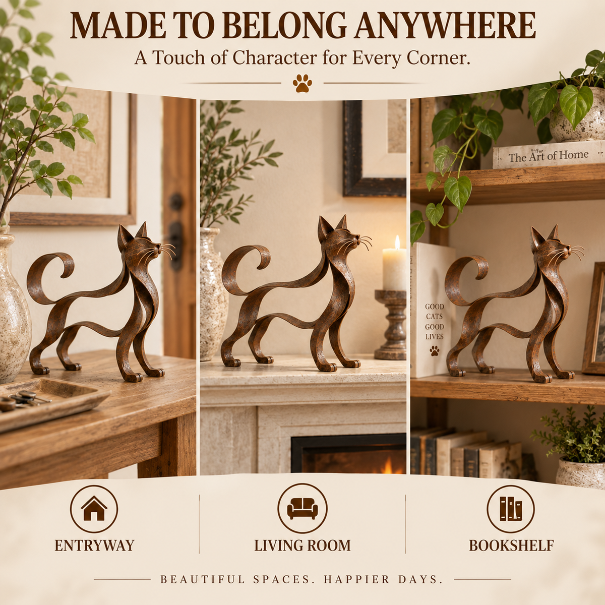 🐱 Sculpture métallique représentant un chat de type Maine Coon
