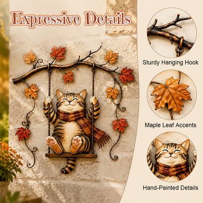 🍁Décoration murale en métal représentant un chat d'automne🐱