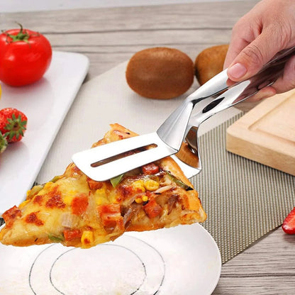 🔥 Pince de cuisine multifonctionnelle en acier inoxydable – Spatule et pince tout-en-un ! 🍔✨
