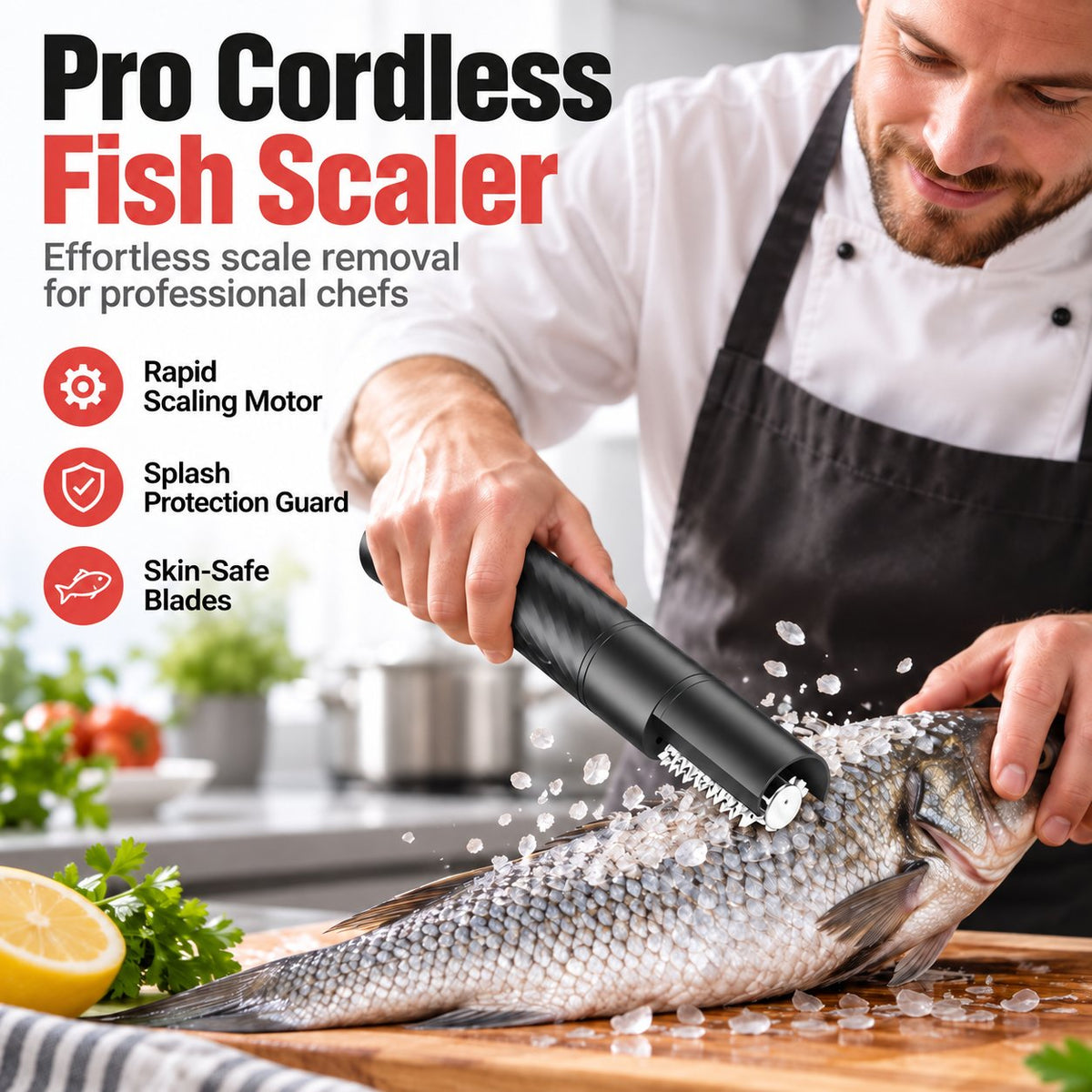🔪🐠 Écailleur électrique – Un appareil de cuisine sans fil très puissant