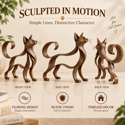 🐱 Sculpture métallique représentant un chat de type Maine Coon