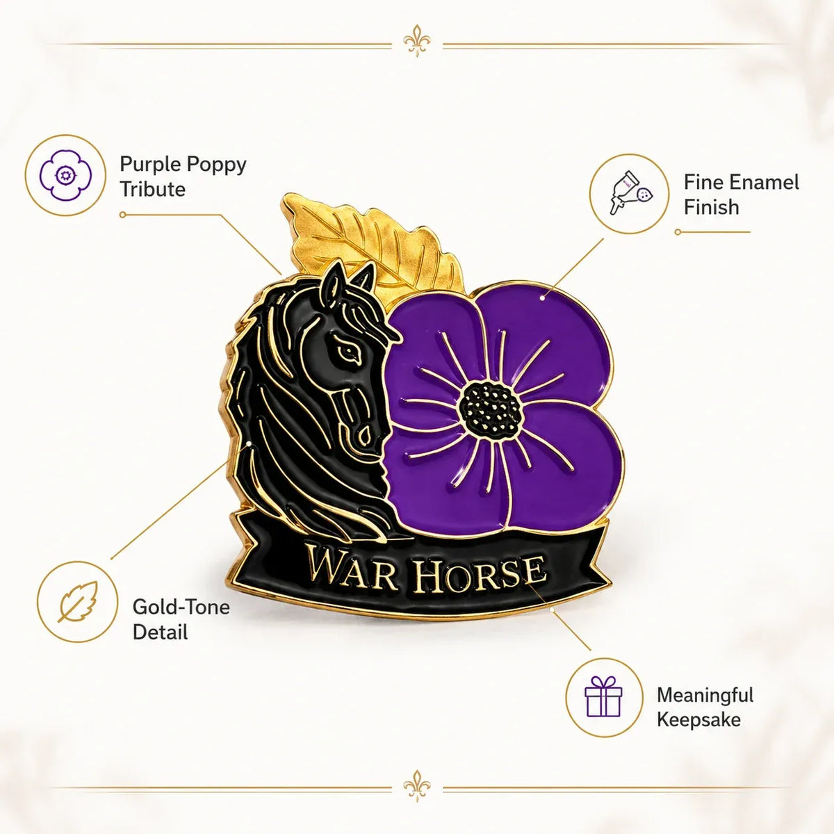 🐴 Broche en forme de pavot violet en mémoire d'un cheval 💜