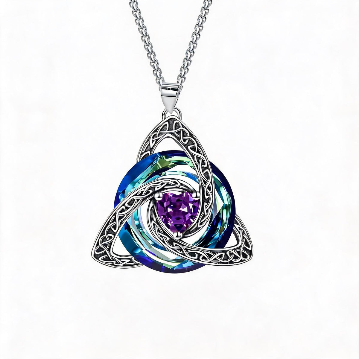 ✨Collier avec nœud celtique de la Trinité et pierre de naissance – Un symbole chargé de sens, représentant l'amour et le lien ❤️