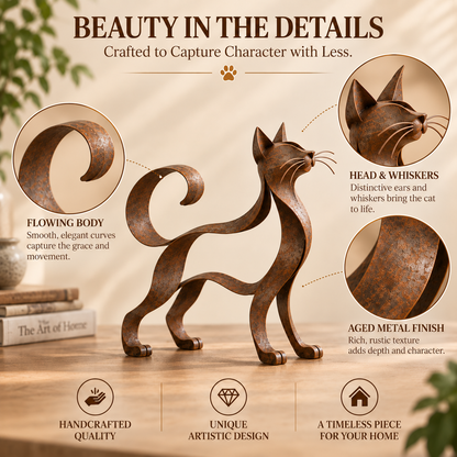 🐱 Sculpture métallique représentant un chat de type Maine Coon