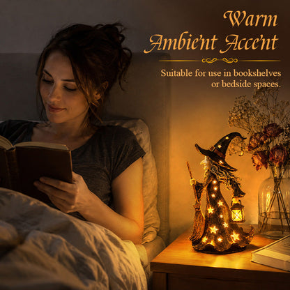 🌟🧙‍♀️ Figurine de lampe de nuit Sorcière à la lumière des étoiles Décoration d'Halloween en forme de sorcière avec éclairage LED chaleureux 🎃