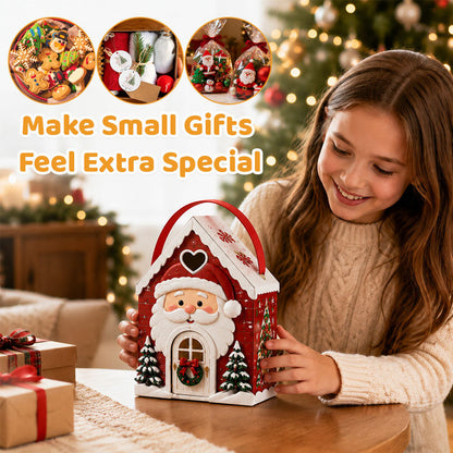 🏠🎄 Coffret cadeau « Christmas Cottage » avec poignée — 5 motifs festifs, emballage en forme de maison avec poignée de transport