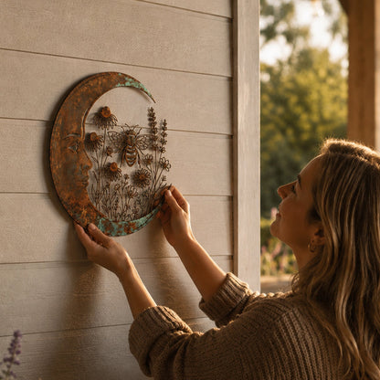 🌜️Décoration murale avec un croissant de lune et une abeille🐝