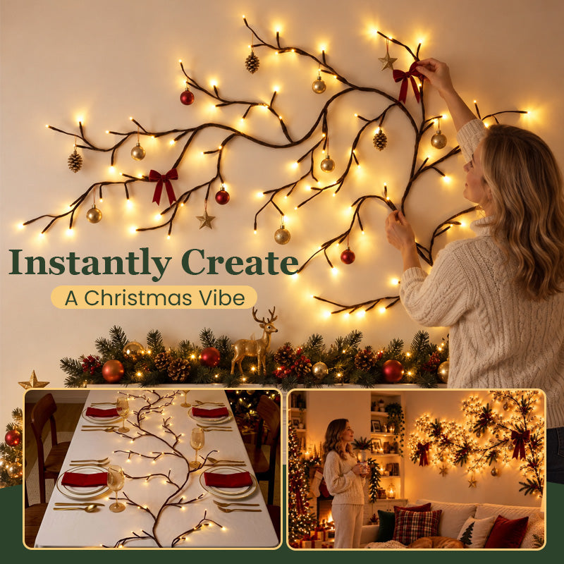🌟🎅 Guirlande LED flexible en forme de branches d'arbre – Chaleureuse et festive