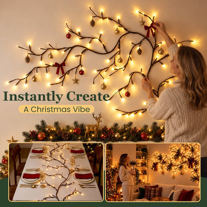 🌟🎅 Guirlande LED flexible en forme de branches d'arbre – Chaleureuse et festive