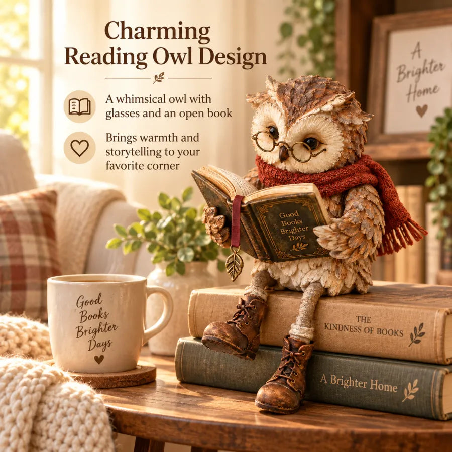 🦉 📚 Décoration Chouette qui lit – Pour tous les coins lecture douillets