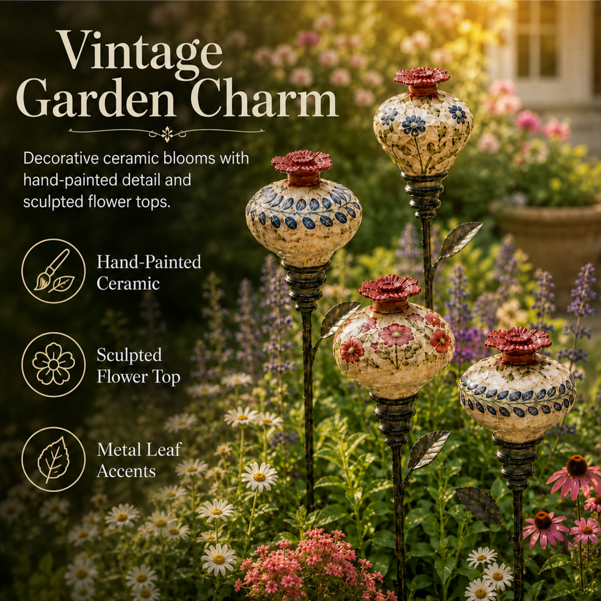 🐦🌸 Mangeoire à colibris en céramique en forme de fleur – Une ambiance de jardin romantique avec une touche vintage ! ✨