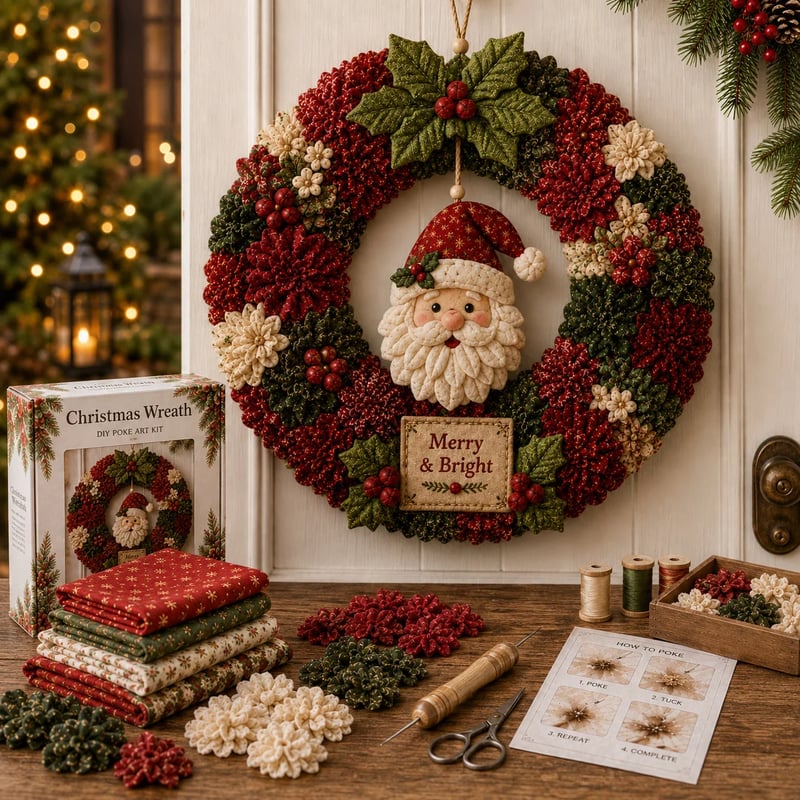 🎄 Kit de couronne de Noël à réaliser soi-même avec une création sur tableau d'affichage – Décoration de porte de Noël faite main