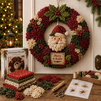 🎄 Kit de couronne de Noël à réaliser soi-même avec une création sur tableau d'affichage – Décoration de porte de Noël faite main