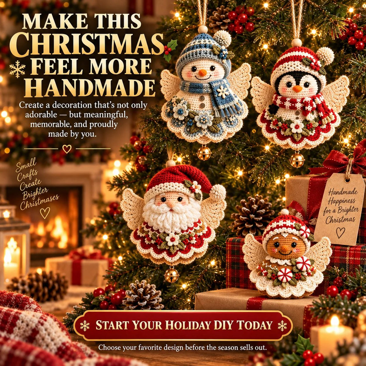 🎄 Kit de bricolage pour réaliser un ange de Noël au crochet comme décoration de Noël – À fabriquer soi-même, à accrocher et à chérir✨