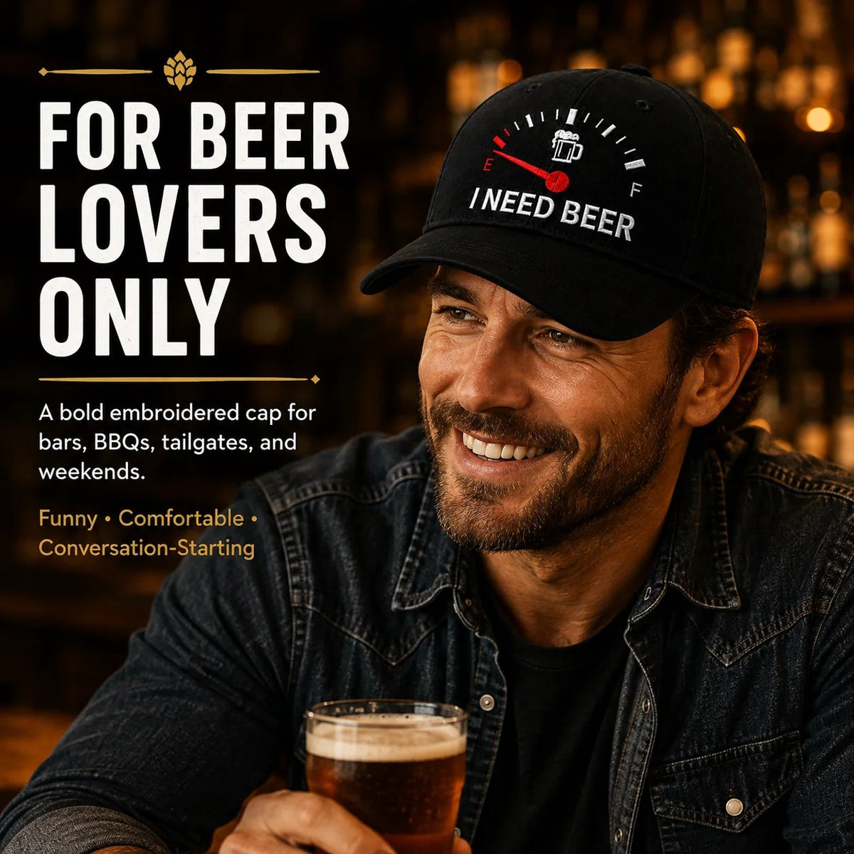 🔥DERNIER JOUR DE LA PROMOTION 50 % DE RÉDUCTION - 🍺 Casquette de baseball brodée « I NEED BEER » – Casquette commémorative unisexe🧢