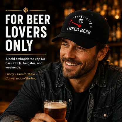 🔥DERNIER JOUR DE LA PROMOTION 50 % DE RÉDUCTION - 🍺 Casquette de baseball brodée « I NEED BEER » – Casquette commémorative unisexe🧢