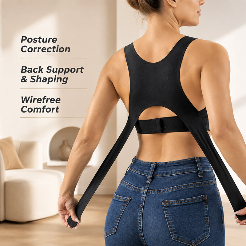 🧘 Soutien-gorge de sport pour femmes, correcteur de posture et lissant le dos : maintien sans armatures et fermeture à l'avant ! ✨