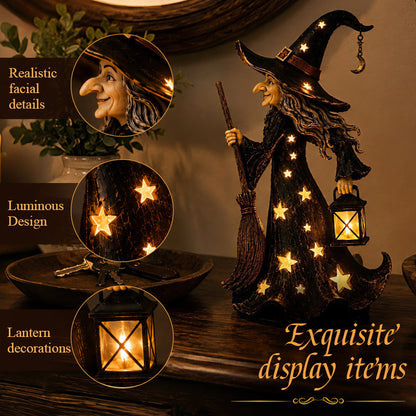 🌟🧙‍♀️ Figurine de lampe de nuit Sorcière à la lumière des étoiles Décoration d'Halloween en forme de sorcière avec éclairage LED chaleureux 🎃