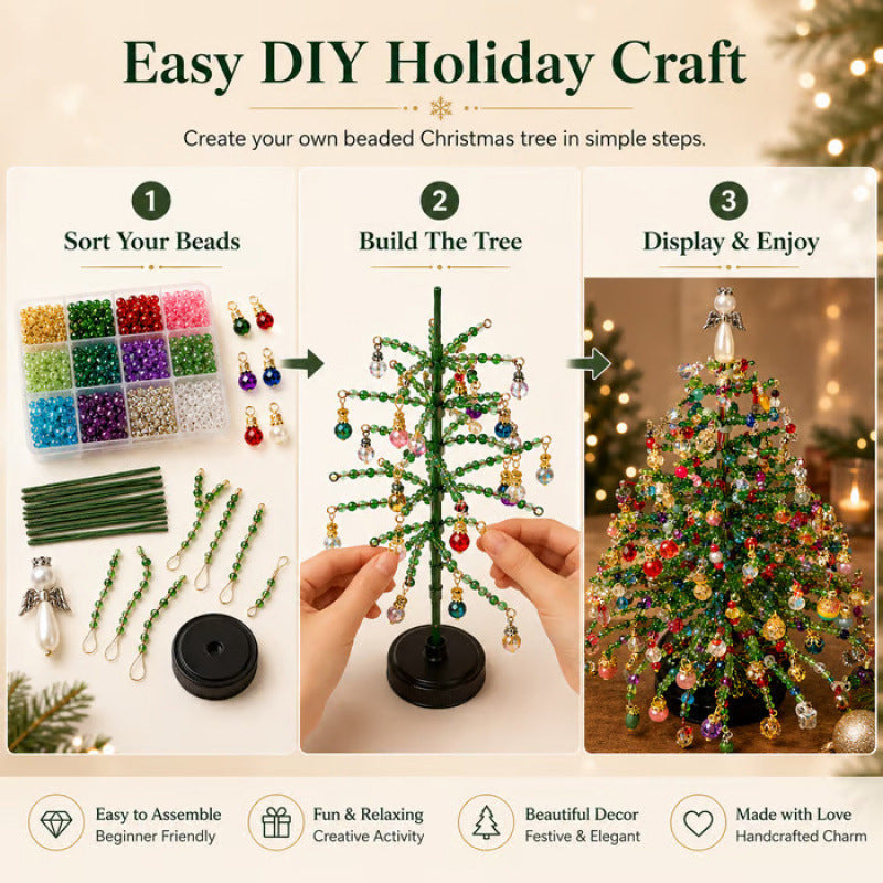 🎄 Kit de bricolage pour sapin de Noël en perles – Créez votre propre décoration de Noël scintillante ! ✨🎁