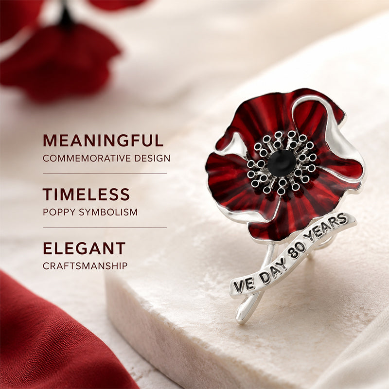 🌺 Broche en forme de coquelicot en émail rouge