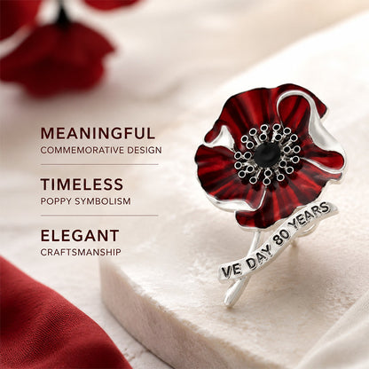 🌺 Broche en forme de coquelicot en émail rouge