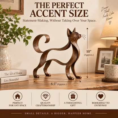 🐱 Sculpture métallique représentant un chat de type Maine Coon