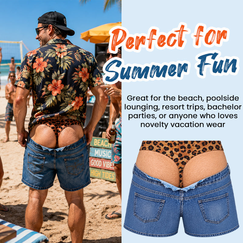 😄🐆Maillot de bain de plage amusant en jean imprimé léopard