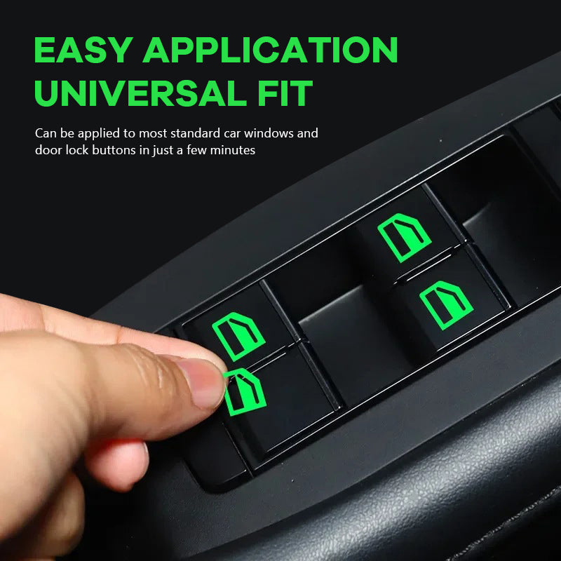 🚗✨ Autocollants lumineux pour commutateurs de vitres de voiture – Autocollants colorés et phosphorescents pour boutons d'avertissement 🌈🌙