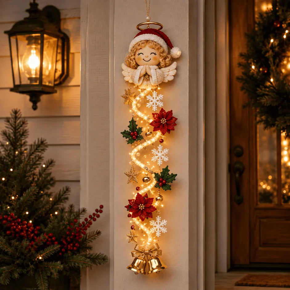 🎄MerryCascade™ Décoration de porte de Noël lumineuse | 6 modèles festifs et lumineux, avec une lueur chaleureuse, des détails en relief et une décoration verticale peu encombrante ✨