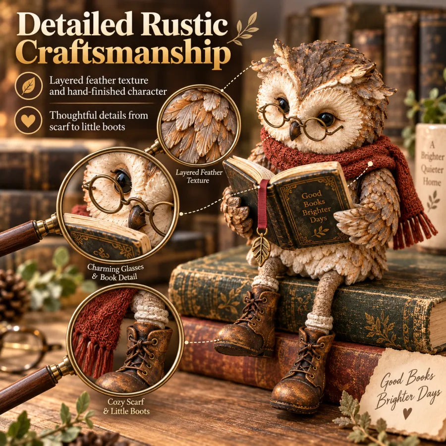 🦉 📚 Décoration Chouette qui lit – Pour tous les coins lecture douillets