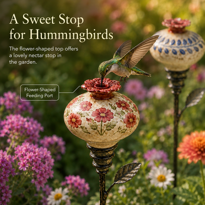 🐦🌸 Mangeoire à colibris en céramique en forme de fleur – Une ambiance de jardin romantique avec une touche vintage ! ✨