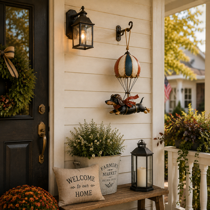 🐾✨ Montgolfière vintage en forme de teckel – Une décoration de rêve !