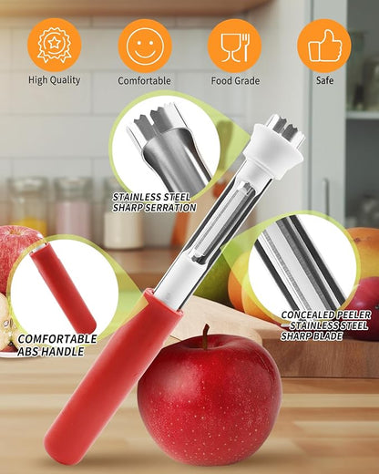 🍎 Éplucheur-évideur 2-en-1 en acier inoxydable : pour retirer le cœur des fruits en un seul geste ! ✨