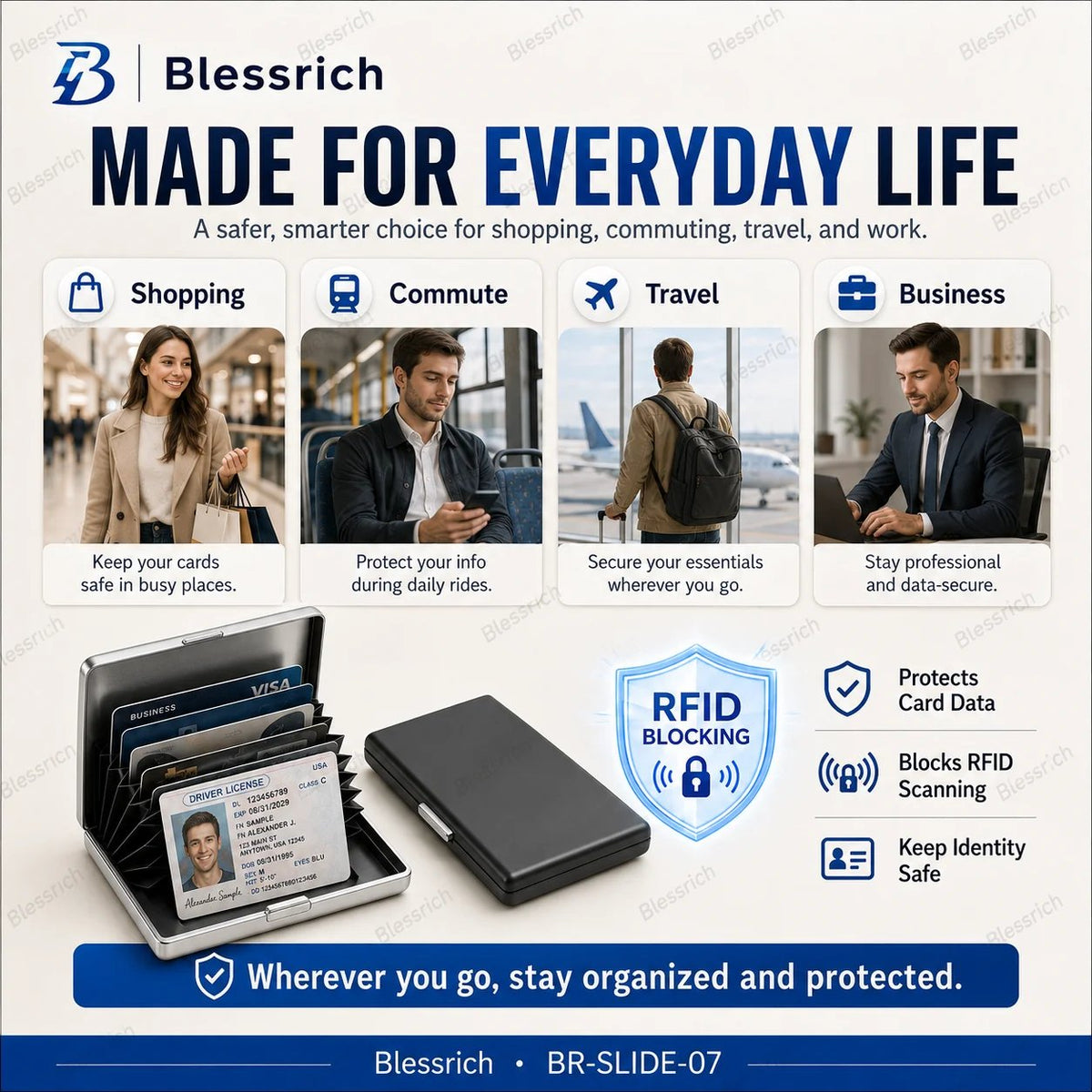 ✨💳 Porte-cartes RFID en métal – Design compact, rangement astucieux 🔐