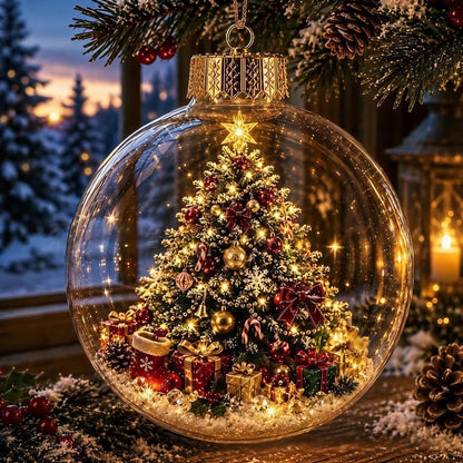🎄Boule de Noël lumineuse avec diorama – Un petit monde hivernal entre vos mains