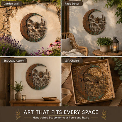 🌜️Décoration murale avec un croissant de lune et une abeille🐝