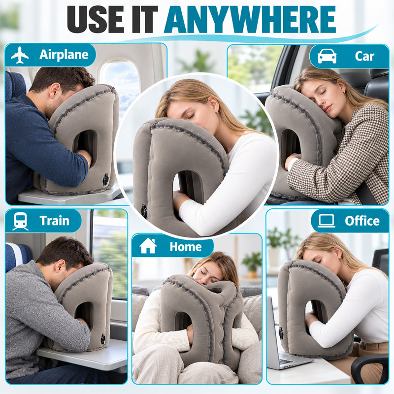 ✈️😴 Opblaasbaar Vliegtuigkussen – Meer Comfort & Ontspanning Tijdens Lange Vluchten
