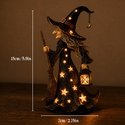 🌟🧙‍♀️ Figurine de lampe de nuit Sorcière à la lumière des étoiles Décoration d'Halloween en forme de sorcière avec éclairage LED chaleureux 🎃