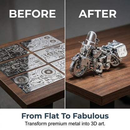 🔥OFFRE SPÉCIALE🔥Puzzle de montage 3D en métal argenté représentant une moto