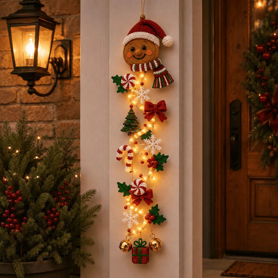 🎄MerryCascade™ Décoration de porte de Noël lumineuse | 6 modèles festifs et lumineux, avec une lueur chaleureuse, des détails en relief et une décoration verticale peu encombrante ✨