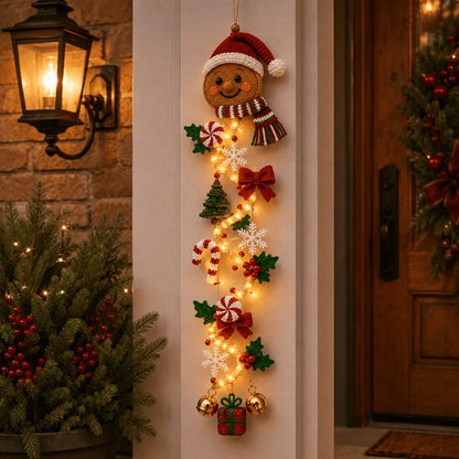 🎄MerryCascade™ Décoration de porte de Noël lumineuse | 6 modèles festifs et lumineux, avec une lueur chaleureuse, des détails en relief et une décoration verticale peu encombrante ✨